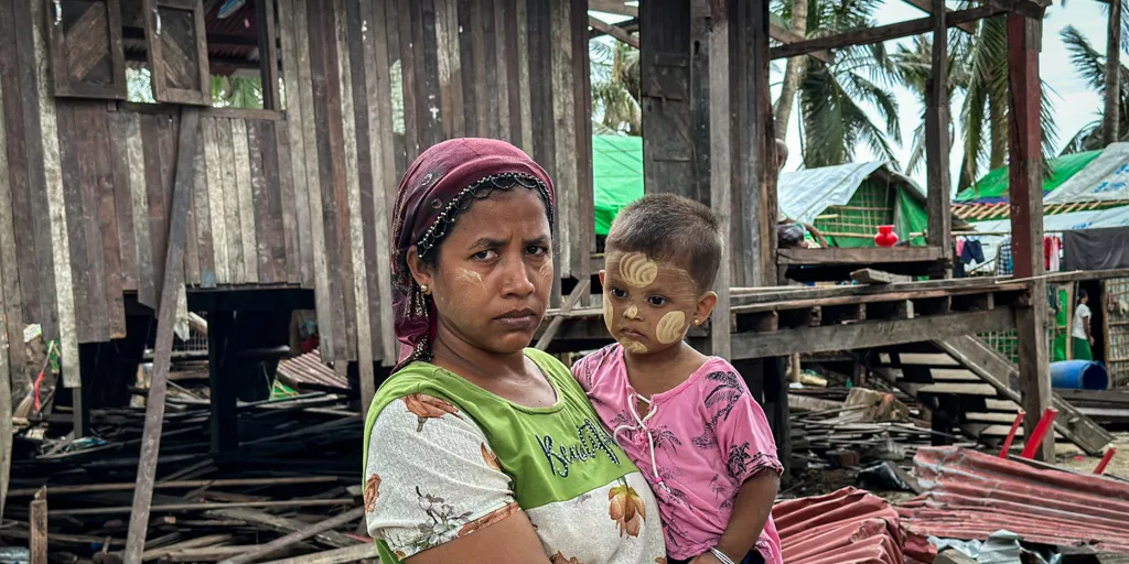 Ma Phyu Ma, an internally displaced Rohingya woman, lost her home during Cyclone Mocha