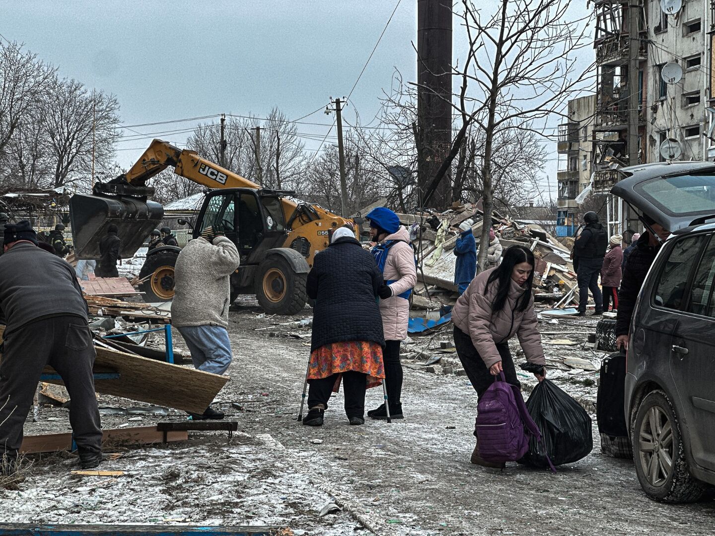 Ukraine. Apartment Buildings Partially Damaged Due To Aerial Bombs
